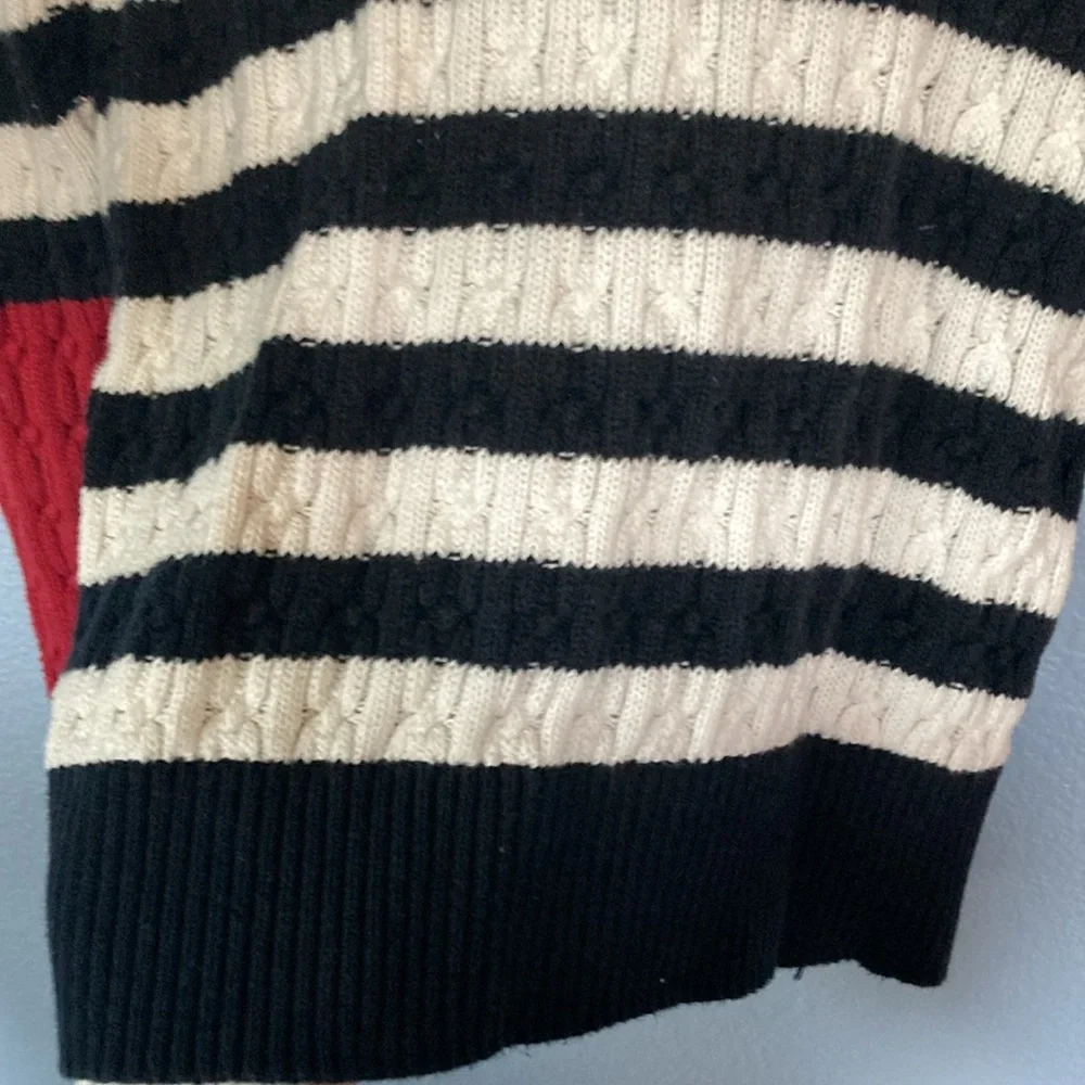 TOMMY HILFIGER knitted long sleeve sweater. Size medium. 💯 cotton. Color block - Picture 5 of 7
